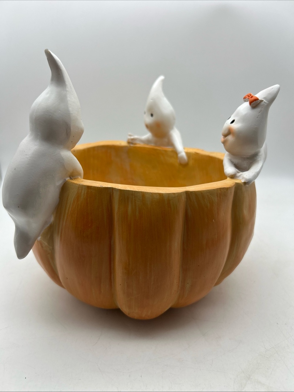 Toil and Trouble Halloween Jack O Lantern Pumpkin Candy Bowl Ghost Trio 8”x10” - Picture 12 of 13